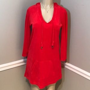 JUICY COUTURE Orange Terry Beach Hooded Coverup S